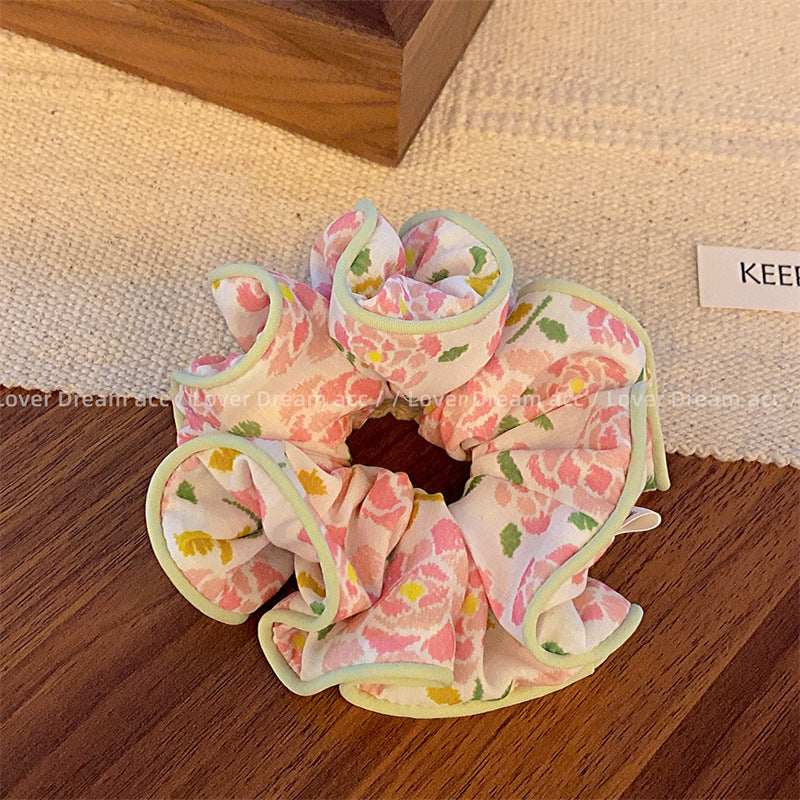 Wholesale of Colored Bear Floral Fabrics Hair Scrunchies